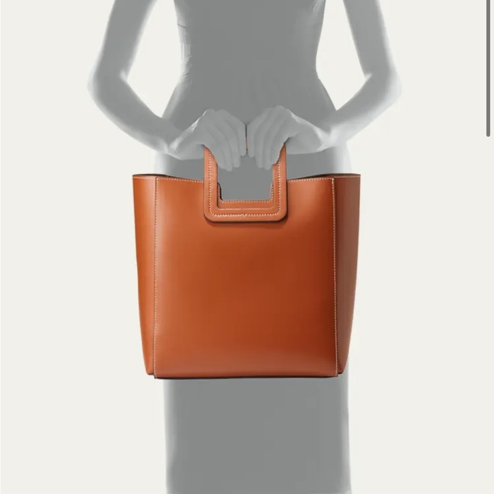 STAUD Red Square-Handle Leather Tote with Pouch - Picture 5 of 5
